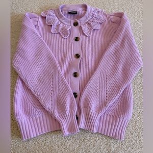 Who What Wear Pink Sweater with Lace Collar